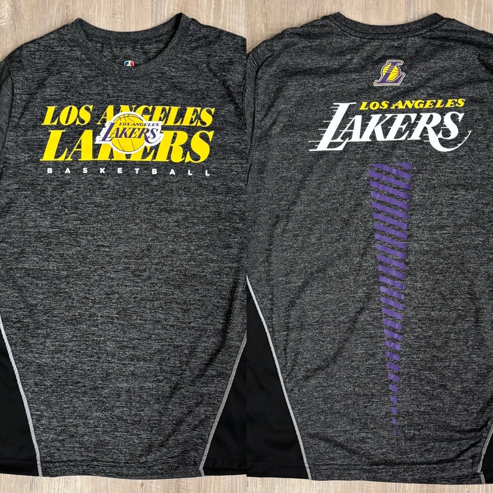 LA Lakers T-Shirt Reflective Short Sleeve NBA Size Small Front & Back Graphic